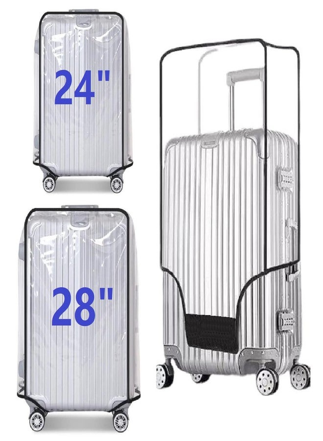 FABULWAY 2PCS Clear PVC Suitcase Cover Protectors Transparent Luggage Cover Waterproof Wheeled Suitcase Dust Cover Dustproof Travel Luggage Sleeve Protector (24"+28") - Image 1